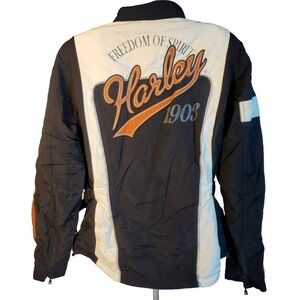 Harley-Davidson Black and Cream Bomber Jacket